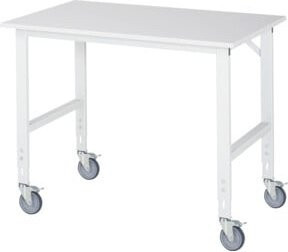 Rau Fahrbarer Arbeitstisch Tom in Grau und Weiß mit M-Platte, B/T/H: 125 x 80 x 91-123 cm - Bild 1