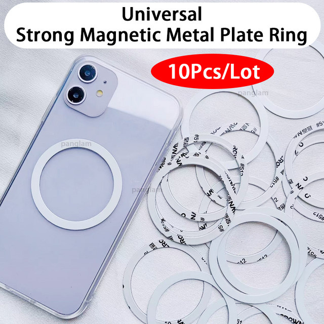 DIXSG 10 Stück Magnetische Metallringe in Silber als Universelle Aufkleber für iPhone, Samsung und Xiaomi zur Nutzung mit Auto-Handyhalterungen - Bild 1