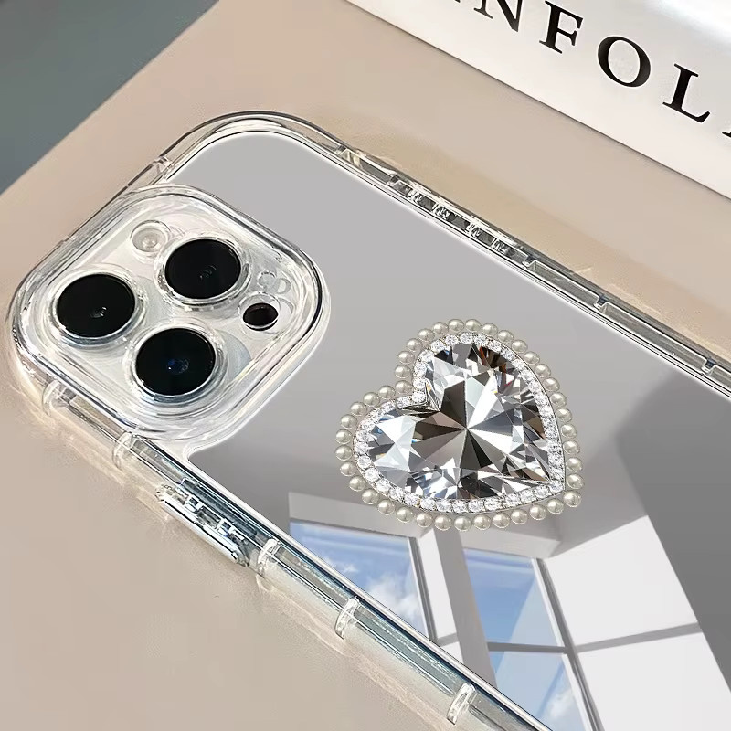 DecoPhone Sturzsichere Handyhülle mit Diamant-Herzmuster für iPhone 11 bis iPhone 17 Pro Max in Transparent - Bild 2