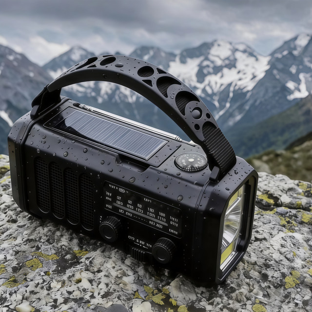 Bytelike Notfall-Radio mit LED-Taschenlampe, Solar, USB-C und SOS-Warnfunktion, erhältlich in Grün oder Schwarz - Bild 1