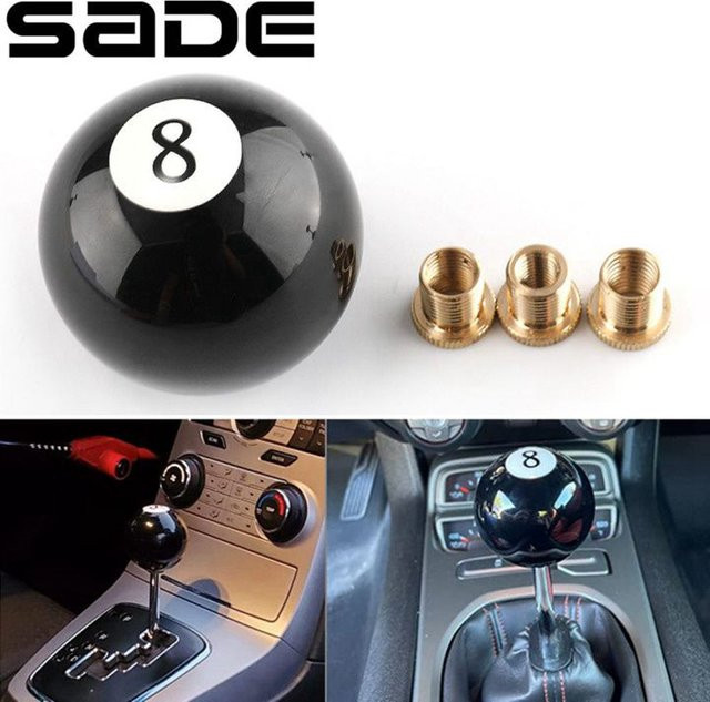 Universeller runder 8-Ball Schaltknauf aus Acryl in Schwarz für manuelle Fahrzeuge inklusive 3 Adaptern - Bild 1