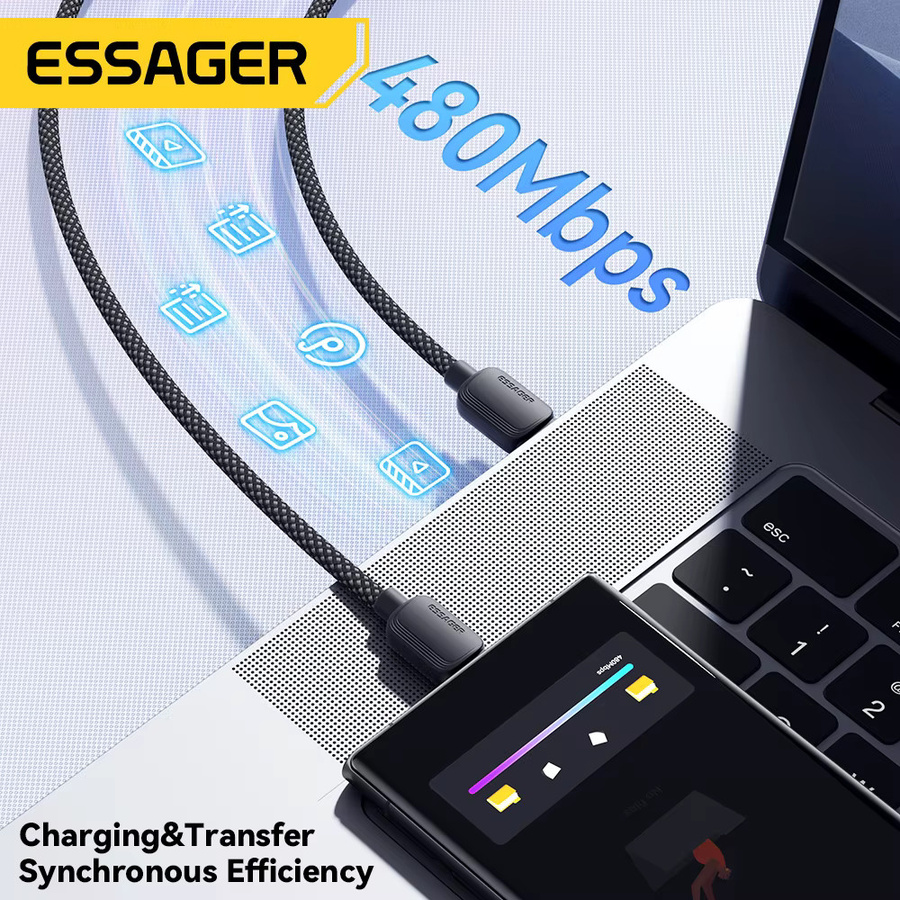 Essager USB Typ C auf USB C Kabel 100 W 5A PD Schnellladekabel in Weiß - Bild 2