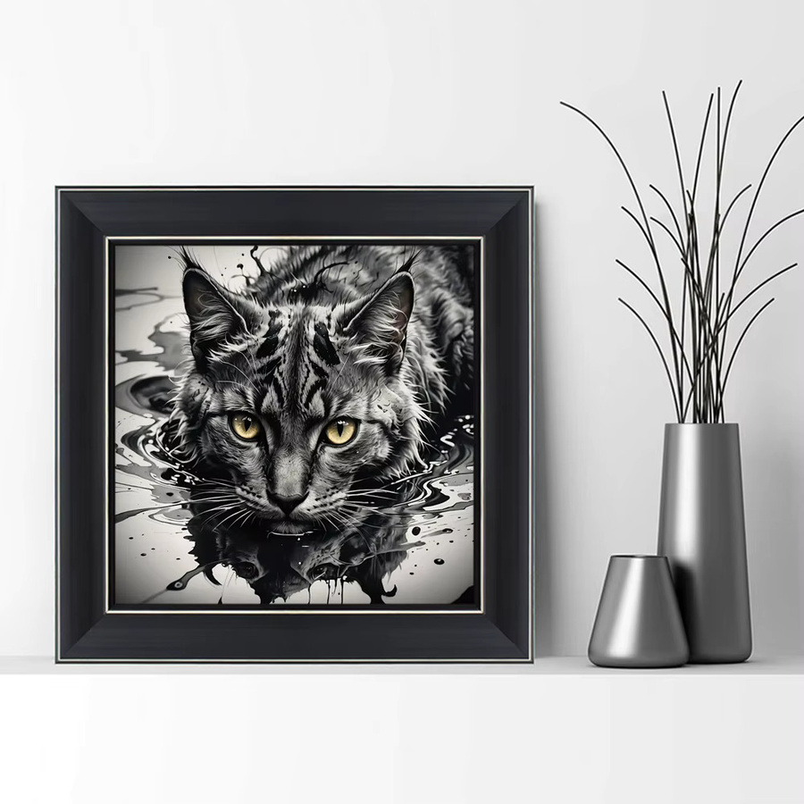 EverShine DIY 5D-Diamantgemälde Katze, buntes Tiermosaik als Stickerei in runder Ausführung - Bild 3