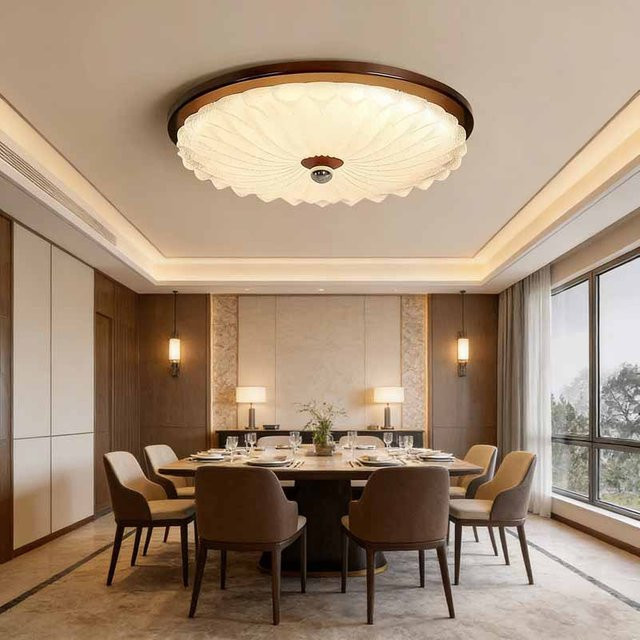 Moderne Deckenlampe von Juhaw mit Acryl-Lampenschirm im Kristallsand-Design für Wohnzimmer, Esszimmer oder Schlafzimmer, rund, Durchmesser: 43 cm, Höhe: 10 cm - Bild 1