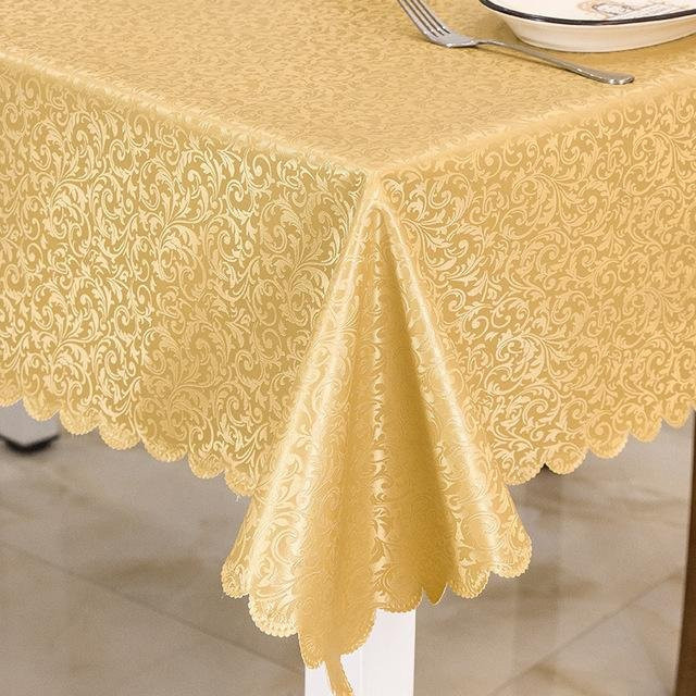 Wasserdichte und schmutzabweisende Tischdecke von Exquisite Home Decor in Beige/Gold, rechteckig, B/T: 140 x 190 cm - Bild 1