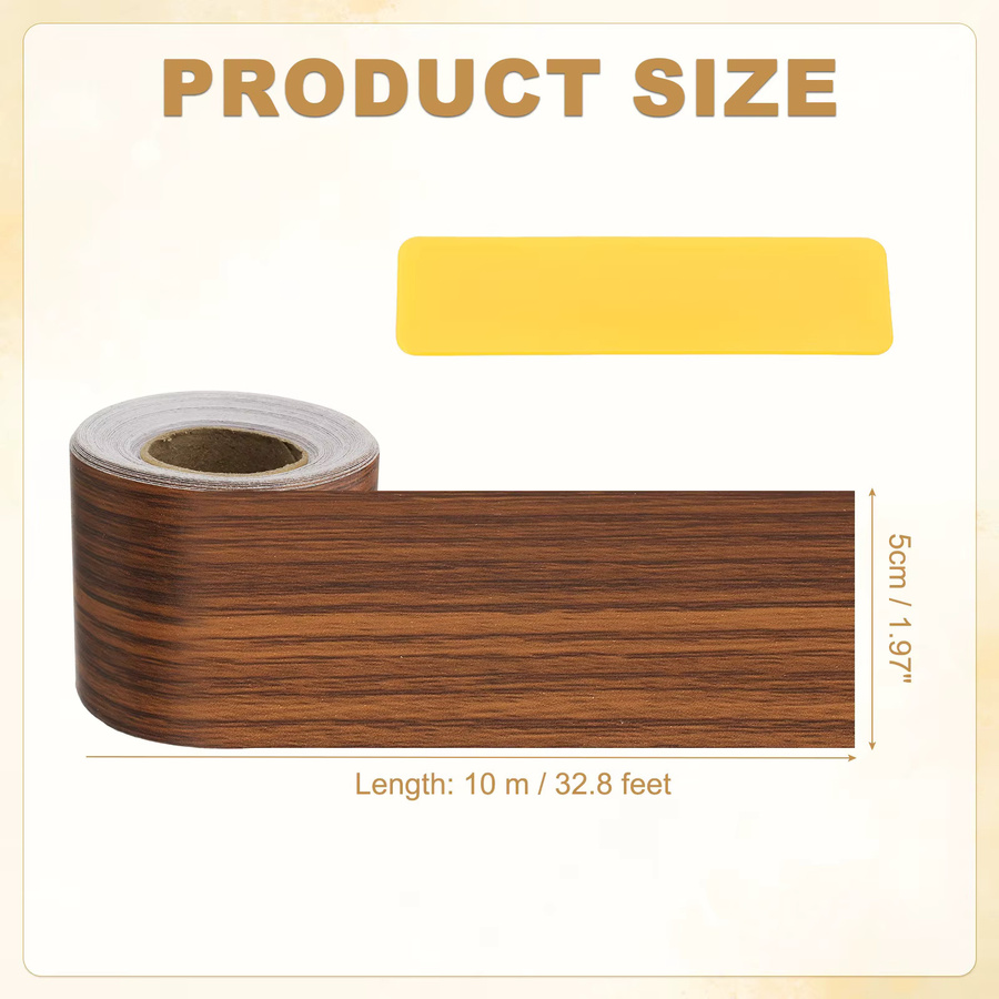 UXCELL Selbstklebendes Holzmaserung-Reparaturband in Braun, 10 Meter realistisches Reparaturpflaster inklusive Schaber für Möbel - Bild 2