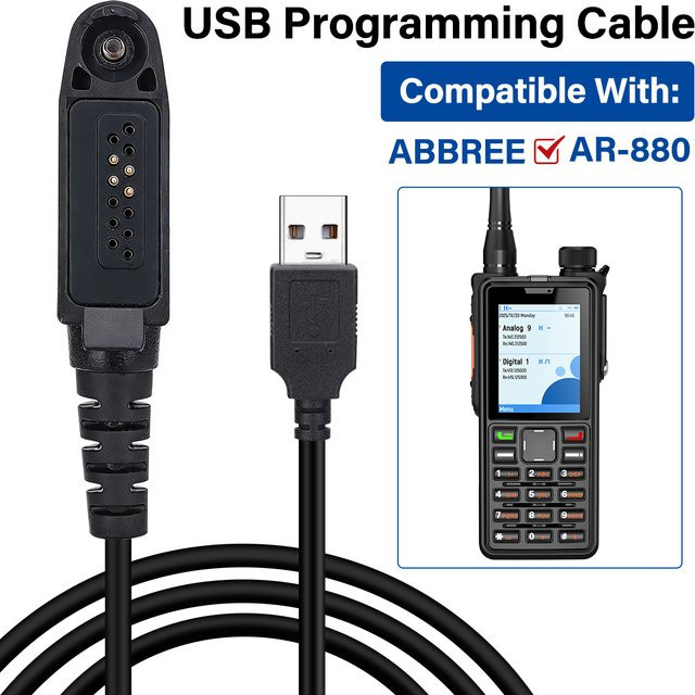 ABBREE USB-C Programmierkabel für AR-880 DMR Digital Walkie Talkie Amateurfunk in Schwarz - Bild 1