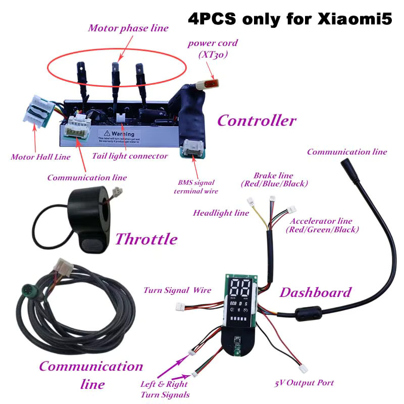 Xiaomi E-Scooter Controller 1200W 24-63V Tuning- und Blinker-Set zur Geschwindigkeitsbegrenzung für 5 E-Scooter - Bild 3
