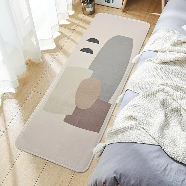 VIKAMA Minimalistischer geometrischer Streifenteppich, rutschfeste und waschbare Matte für Wohnzimmer und Schlafzimmer - Bild 1