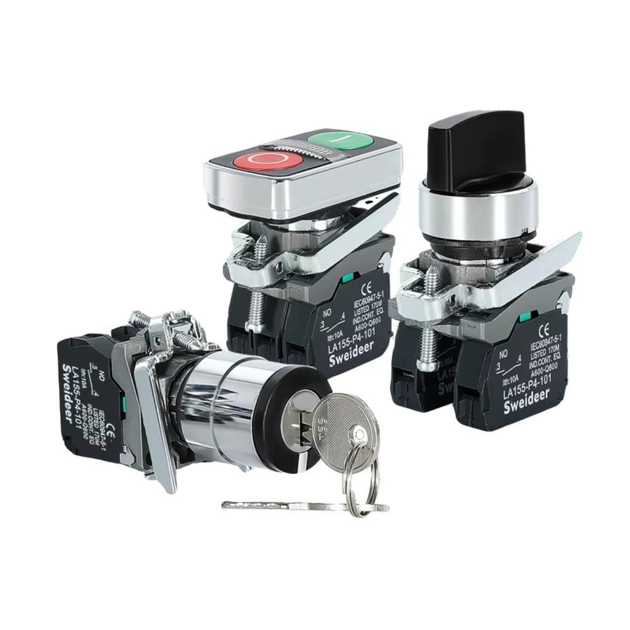 Drehknopfschalter Sweideer 22mm XB4-BD21 BD33 BD23 BG21 BG33 Selbsthaltender Schlüsselwahlschalter mit 1NO/2NO/1NO1NC Konfiguration in 2/3 Positionen - Bild 2