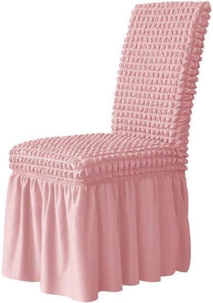Dehnbarer Seersucker Stuhlbezug mit hoher Rückenlehne und Schürze in Pink, Maschinenwaschbarer Sitzbezug für Esszimmerstühle - Bild 1