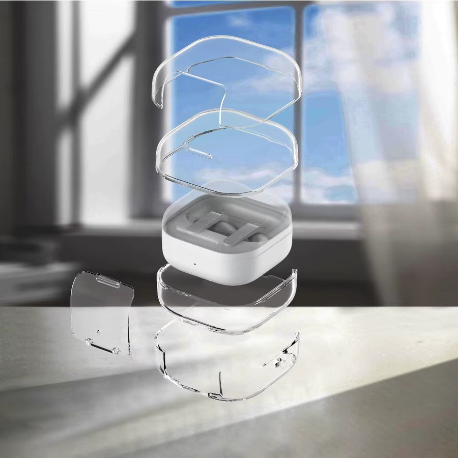 Transparente Samsung Galaxy Buds 4 Pro Schutzhülle aus PC und TPU mit Anti-Drop-Verschluss und Halterung - Bild 3