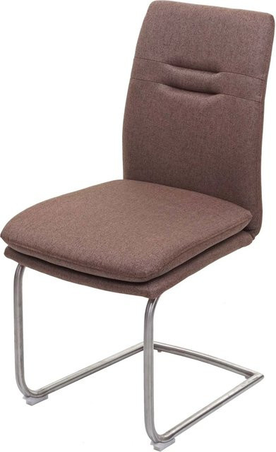 CHEFGASTRO Esszimmerstuhl Freischwinger in Braun mit Textilbezug und gebürstetem Edelstahl, H x B x T: 92 x 47 x 57 cm, Sitzhöhe: 49 cm - Bild 1
