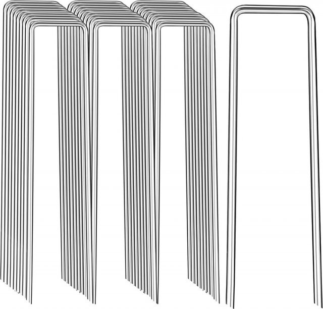 50–100 Stück verzinkte Gartenklammern aus Stahl als robuste U-Landschaftspflege und Erdspieße für die Außendekoration, Farbe: Silber, Höhe: 15,0 cm, Breite: 10,0 cm - Bild 1