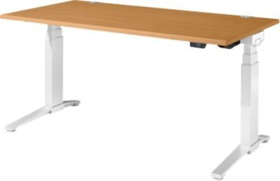 Schäfer Shop Genius ERGOSTYLE S Schreibtisch elektrisch höhenverstellbar, Buche/weiß, B/T/H: 160 x 80 x 63,5-130,5 cm - Bild 1