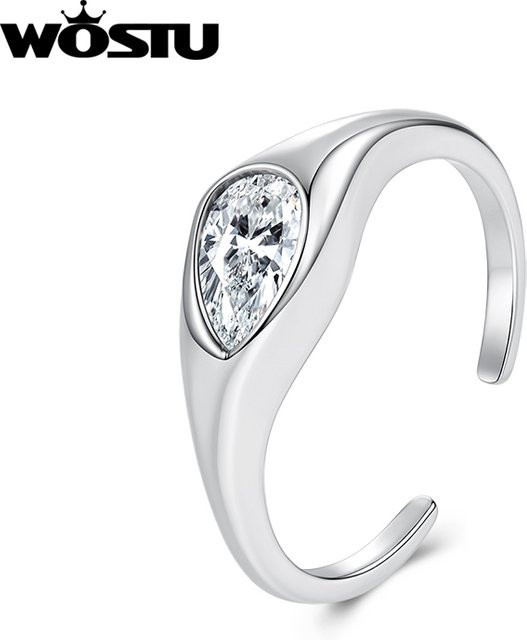 WOSTU Ring, Silber, Zirkonia, Damen, tropfenförmig, offen - Bild 1