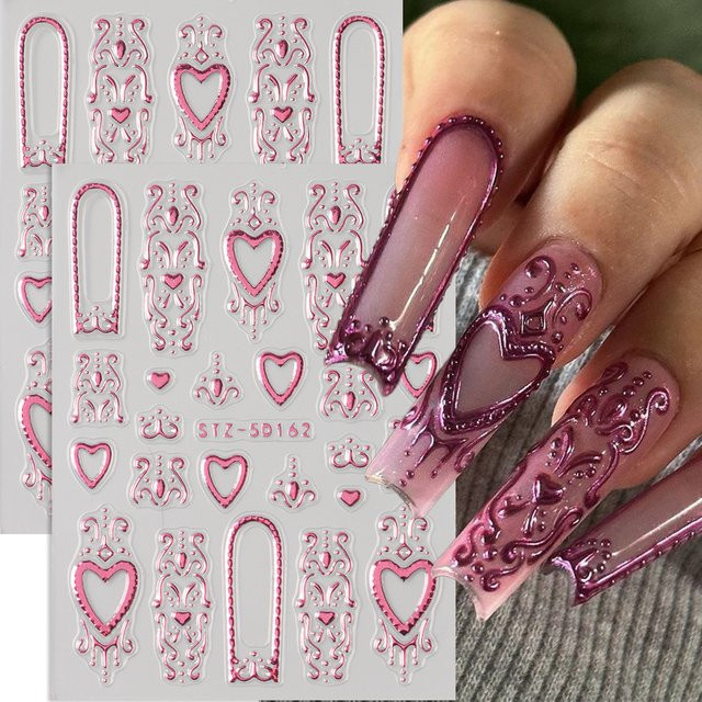 Roségoldene Herz-Nagelaufkleber, Metallic, Unisex - Bild 1