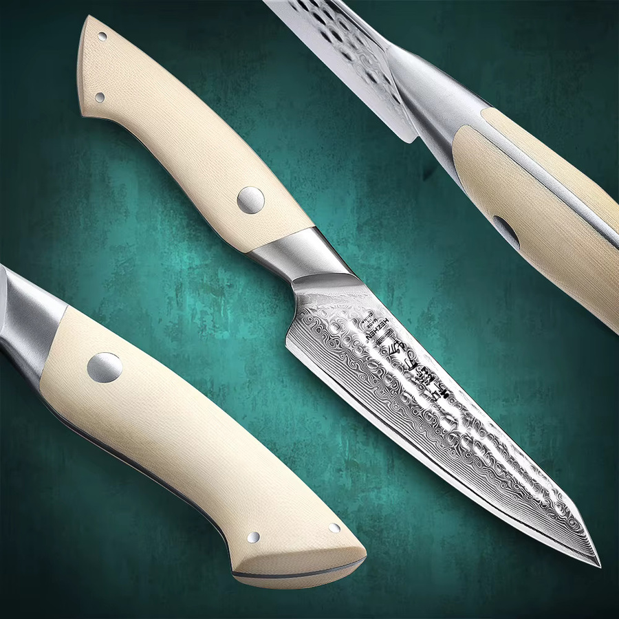 HEZHEN Allzweckmesser aus Damaststahl mit G10-Griff, 12,7 cm - Bild 5