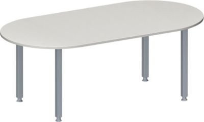Schäfer Shop Genius Konferenztisch MODENA FLEX, oval, höhenverstellbar, Farbe: lichtgrau/weißaluminium, B: 200 cm, T: 100 cm, H: 72-84 cm - Bild 1