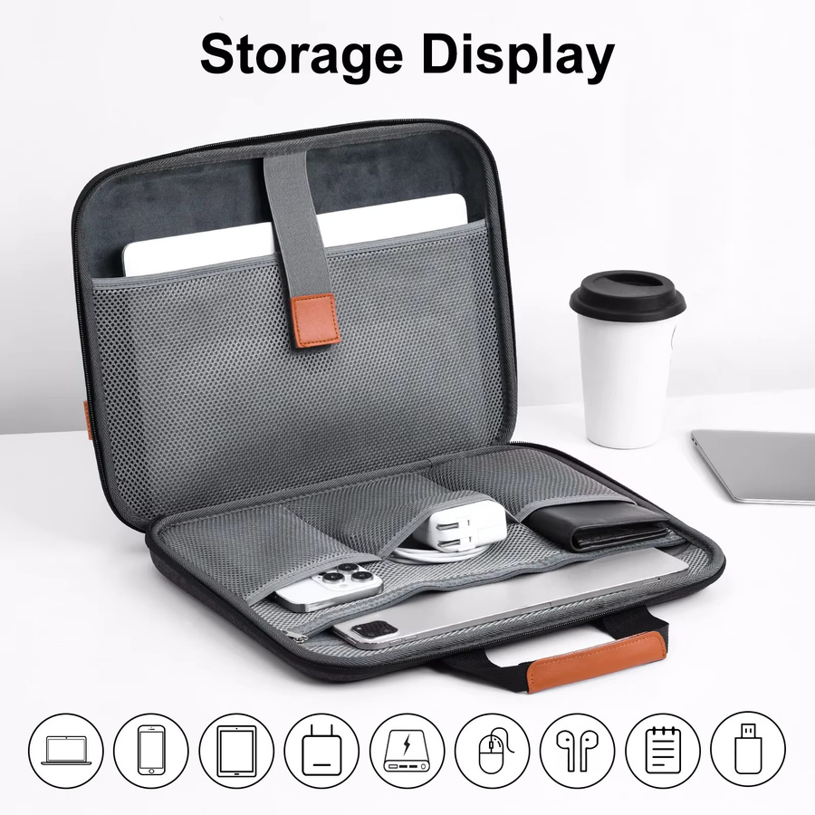 Eary Laptoptasche für Notebooks von 13,3 bis 16,2 Zoll mit Tablet- und iPad-Ständer für Business und Reisen in Schwarz oder Grau - Bild 3