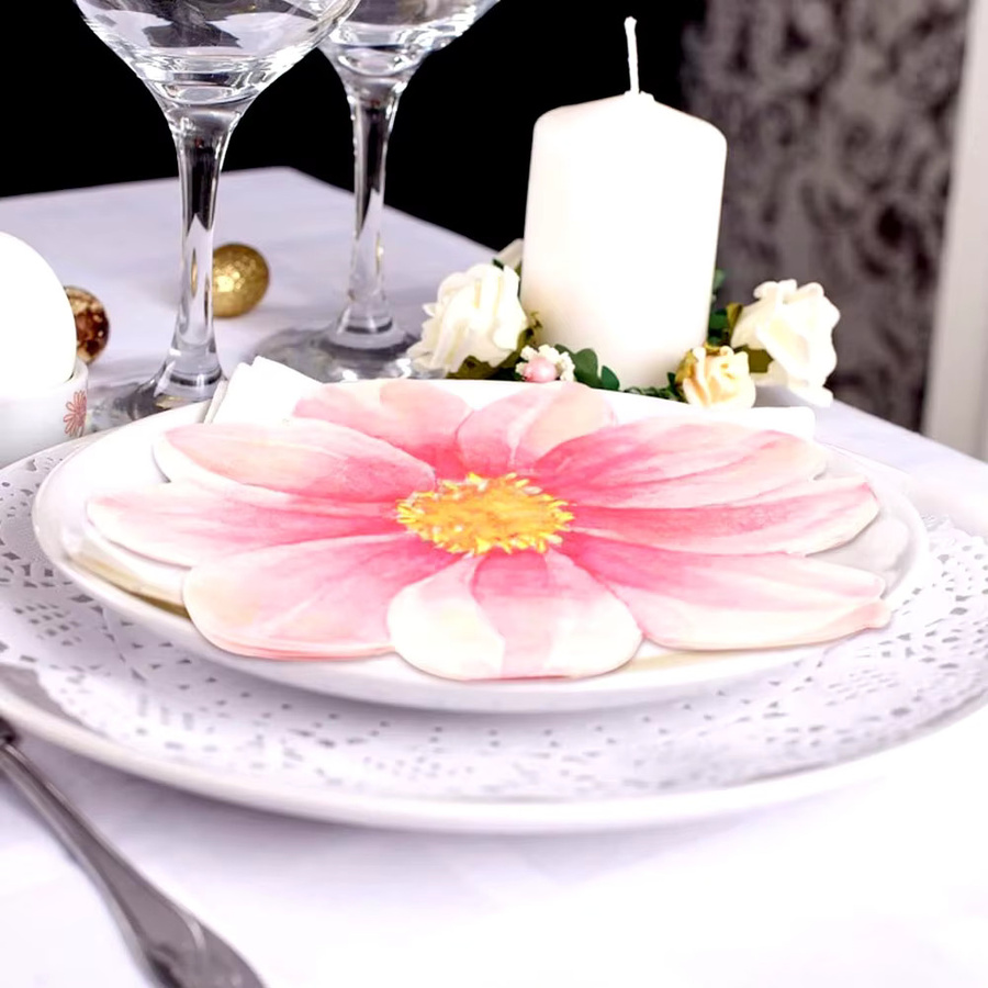 Rosa Blumen-Papierservietten für Babyparty, Hochzeit oder Geburtstag - Bild 2