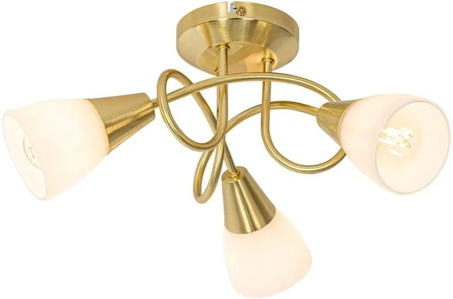 QAZQA Deckenleuchte Inez Klassisch in Gold mit 3 Opalglas-Schirmen und E14 Fassung - Bild 1