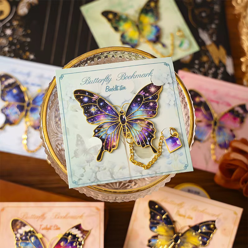 6style Metall-Lesezeichen mit Schmetterling im Retro-Ölgemälde-Stil, Mehrfarbig - Bild 4