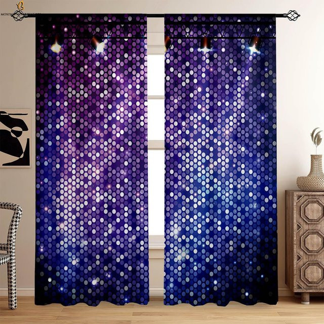 Yiran Furniture Dekorative Regenbogen Vorhänge aus Polyester mit Stangentaschen, halbtransparent, Mehrfarbig, B: 50 cm, H: 130 cm, 2 Stück - Bild 1