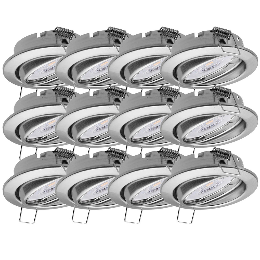 Oktaplex 12er Set Dijon Einbaustrahler mit LED Modul, schwenkbar und dimmbar, Edelstahl gebürstet, Silber, Rund - Bild 2