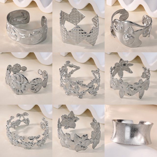 HPTOTMG Armband, Edelstahl, Blumen-Patchwork, Damen - Bild 1
