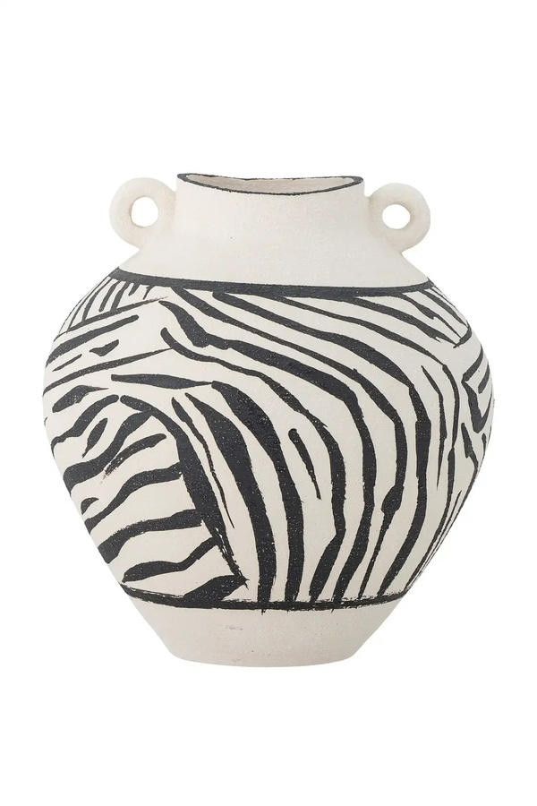 Bloomingville Keramikvase Togo in Schwarz mit handbemaltem Muster, Höhe: 25 cm - Bild 1