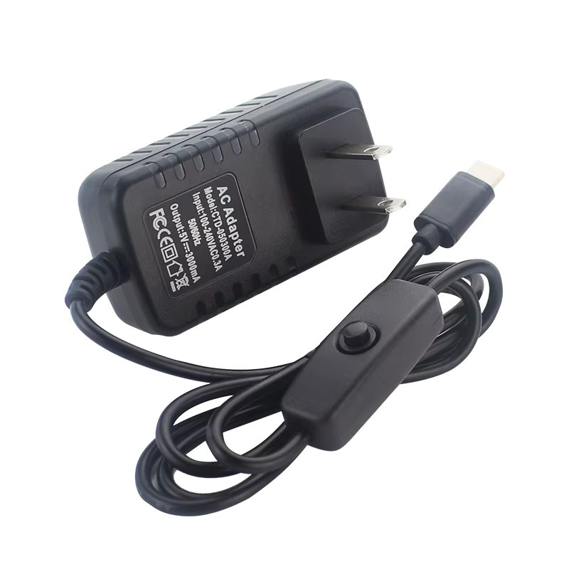 SHCHV USB Typ-C Netzteil 5V 3A mit EIN/AUS-Schalter in Schwarz für Raspberry Pi 4 und Orange Pi Zero 3/3B - Bild 3