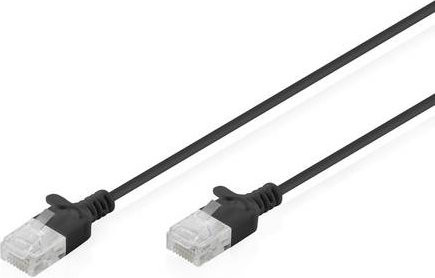 Digitus RJ45 Patchkabel CAT 6 U/UTP Ethernet LAN Kabel Schwarz, Länge: 2 m - Bild 1