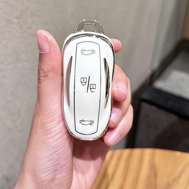 Tesla Model X Remote Smart Key Protector TPU-Autoschlüsseletui in Weiß - Bild 1
