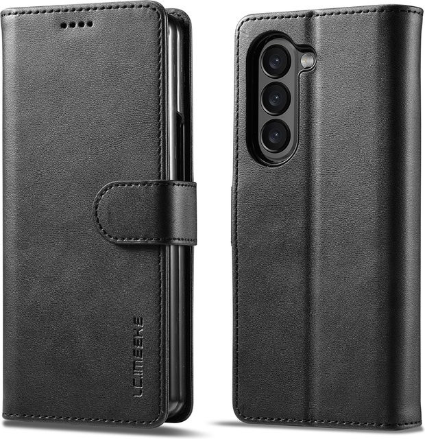 Luxuriöse Leder-Handyhülle für Samsung Galaxy Z Fold 7, 6, 5, 4, 3 in Schwarz mit Karten-Business-Halter und schlankem Design - Bild 1