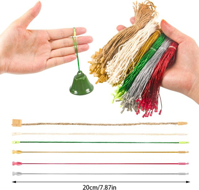 WEIGAO Weihnachts-Dekoschnur Set, 100 Stück bunte Textilschnüre für Christbaumschmuck und Geschenkverpackungen, Mehrfarbig - Bild 1