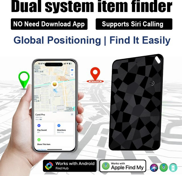 Peocke Smart Wallet Tracker in Schwarz mit globalem GPS-Dual-System für Android und iOS - Bild 1