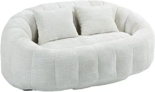 PXloue 2 Sitzer Stoffsofa in Weiß mit 2 Kissen aus Chenille und Samt - Bild 1