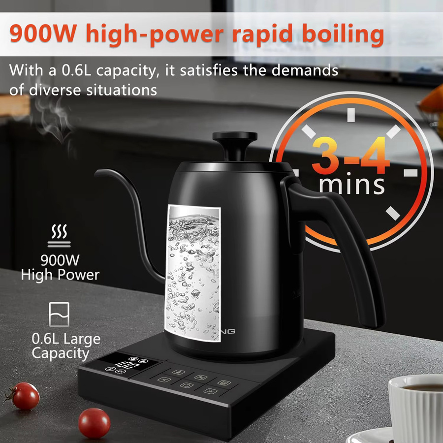 SMANG Schwanenhals-Wasserkocher mit intelligenter Temperaturkontrolle, 0,6 l, Schwarz - Bild 2