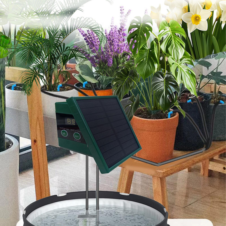 mfySpace Solar-Tropfbewässerungssystem mit Digitalanzeige für 10 Topfpflanzen, Grün - Bild 6