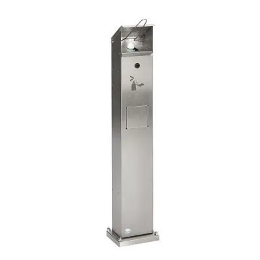 PROREGAL Handdesinfektionsspender mit Abfallsammler zur Bodenmontage in Silber Edelstahl, H x B x T: 115 x 33,5 x 33,5 cm - Bild 2