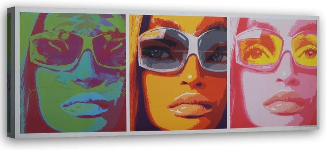 Pop Art Leinwandbild Frauen mit Brille bunt von Feeby, B/H: 90 x 30 cm - Bild 1