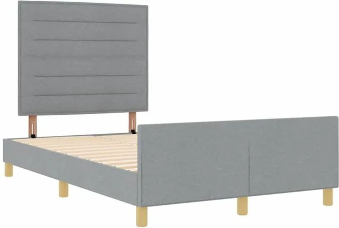 Modernes Polsterbett mit Kopfteil von vidaXL in Grau, Stoff, B/T/H: 140 x 200 cm - Bild 1
