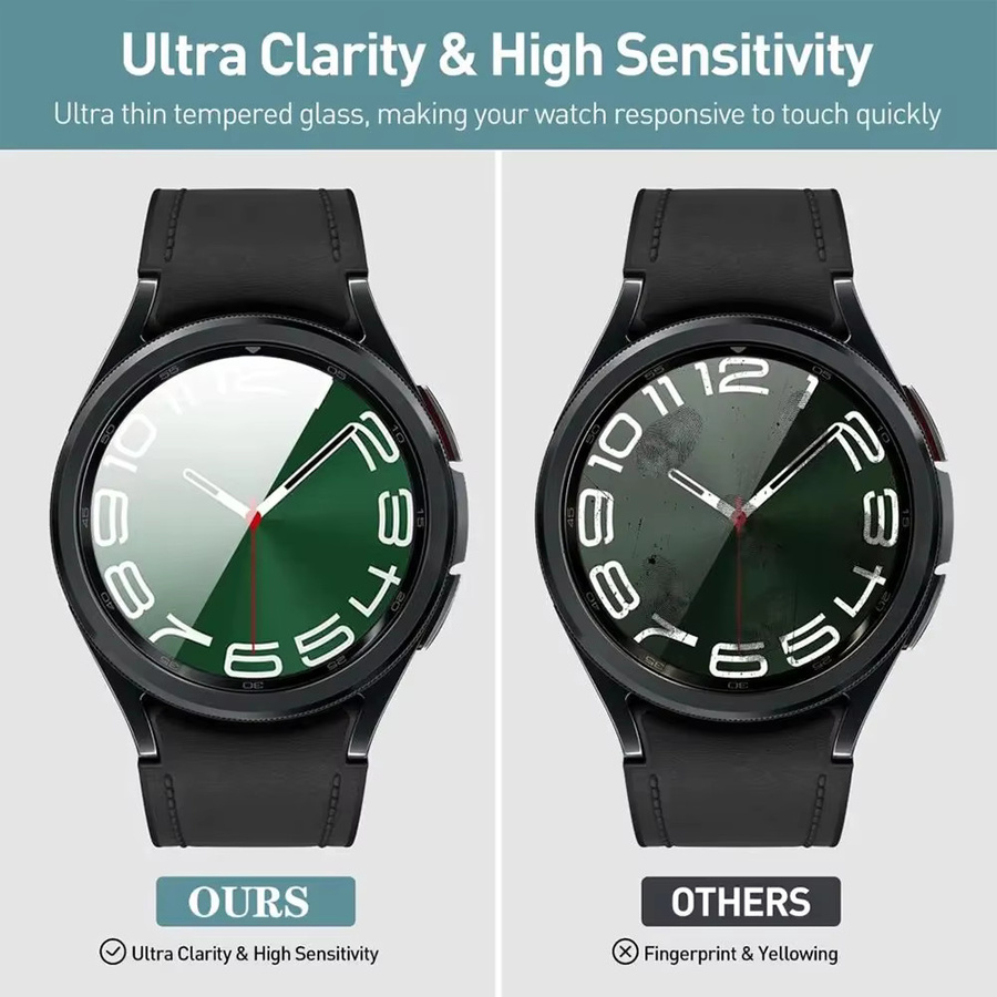 SAMUTAX Displayschutzfolie Glas, Samsung Galaxy Watch 5 Pro/5/4, Schwarz - Bild 3