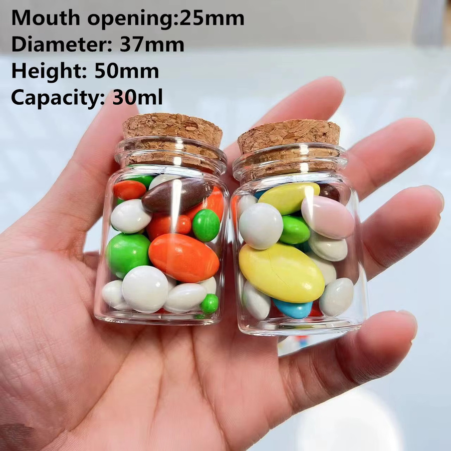 LYGIL Mini Glasflaschen mit Korken, transparente Glasröhren für DIY Dekoration, 30 ml, Durchmesser: 3,7 cm, Höhe: 5,0 cm - Bild 3