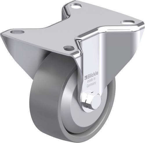 Blickle Stahlblech-Bockrolle B-PO 80KA-ELS-FA in Silber, Rad-Durchmesser: 80 mm, Tragfähigkeit: 220 kg - Bild 1