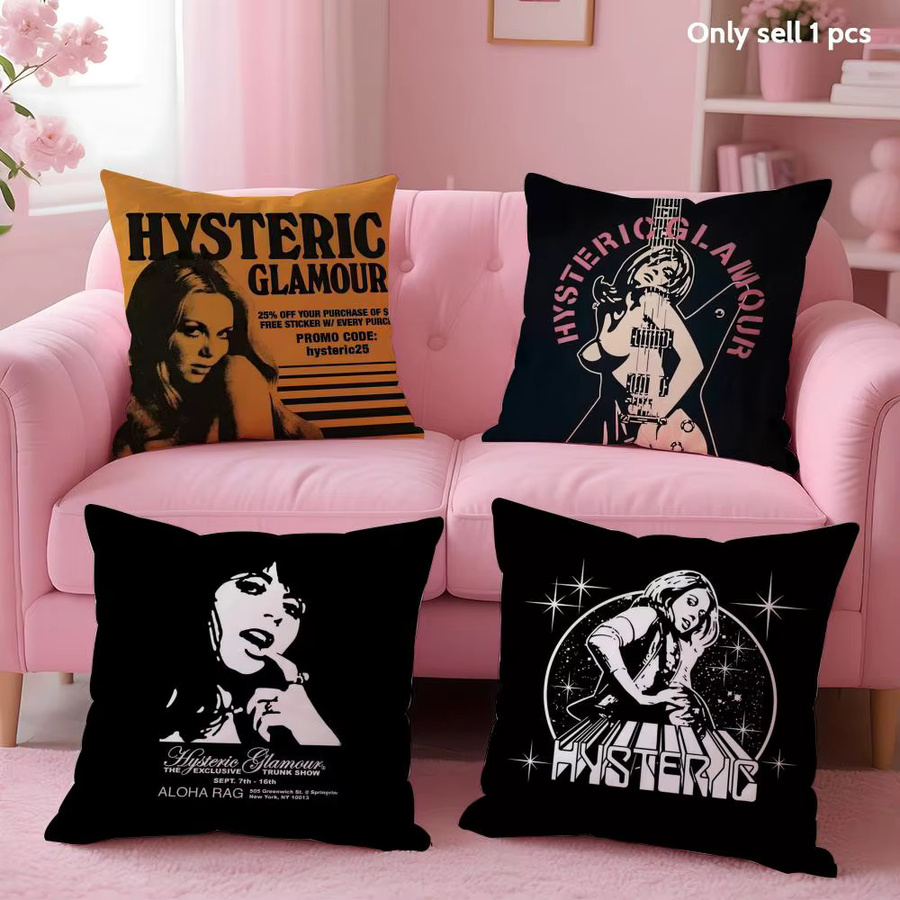 H-Hysteric Kissenbezug Glamour Girl aus weichem Plüsch in Weiß mit doppelseitigem Druck - Bild 2