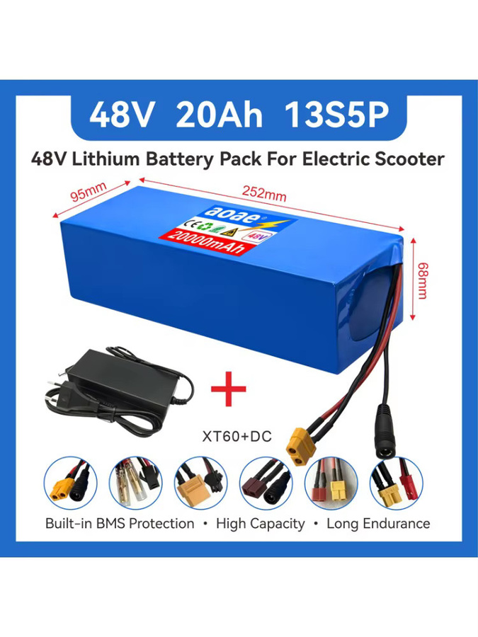 AOAE 48V Elektroroller-Akku 20Ah in Blau mit 18650 Grade-A Zellen und integriertem BMS für Citycoco 500W-1000W - Bild 1