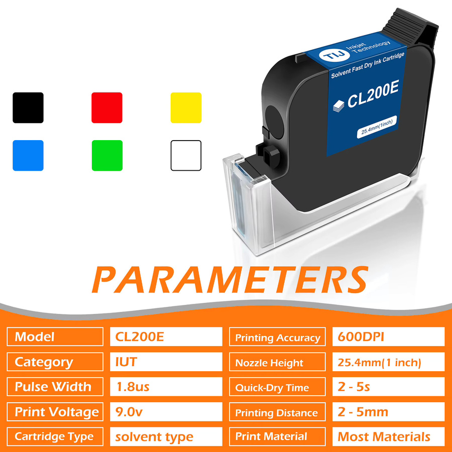 Cenliro CL200E Lösungsmittel-Tintenpatrone Schwarz, schnell trocknend und wasserfest für Online-Drucker, 25,4 mm - Bild 2