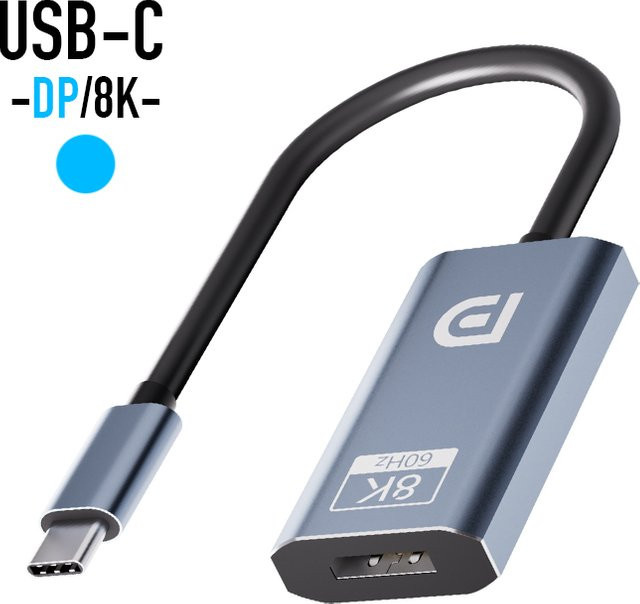 USB-C auf DisplayPort 1.4 Konverter für 8K/60Hz und 4K/144Hz Video-Audio Adapter aus Legierung für Macbook und Laptops - Bild 1